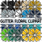 Glitter Floral Clipart | September Clipart 25