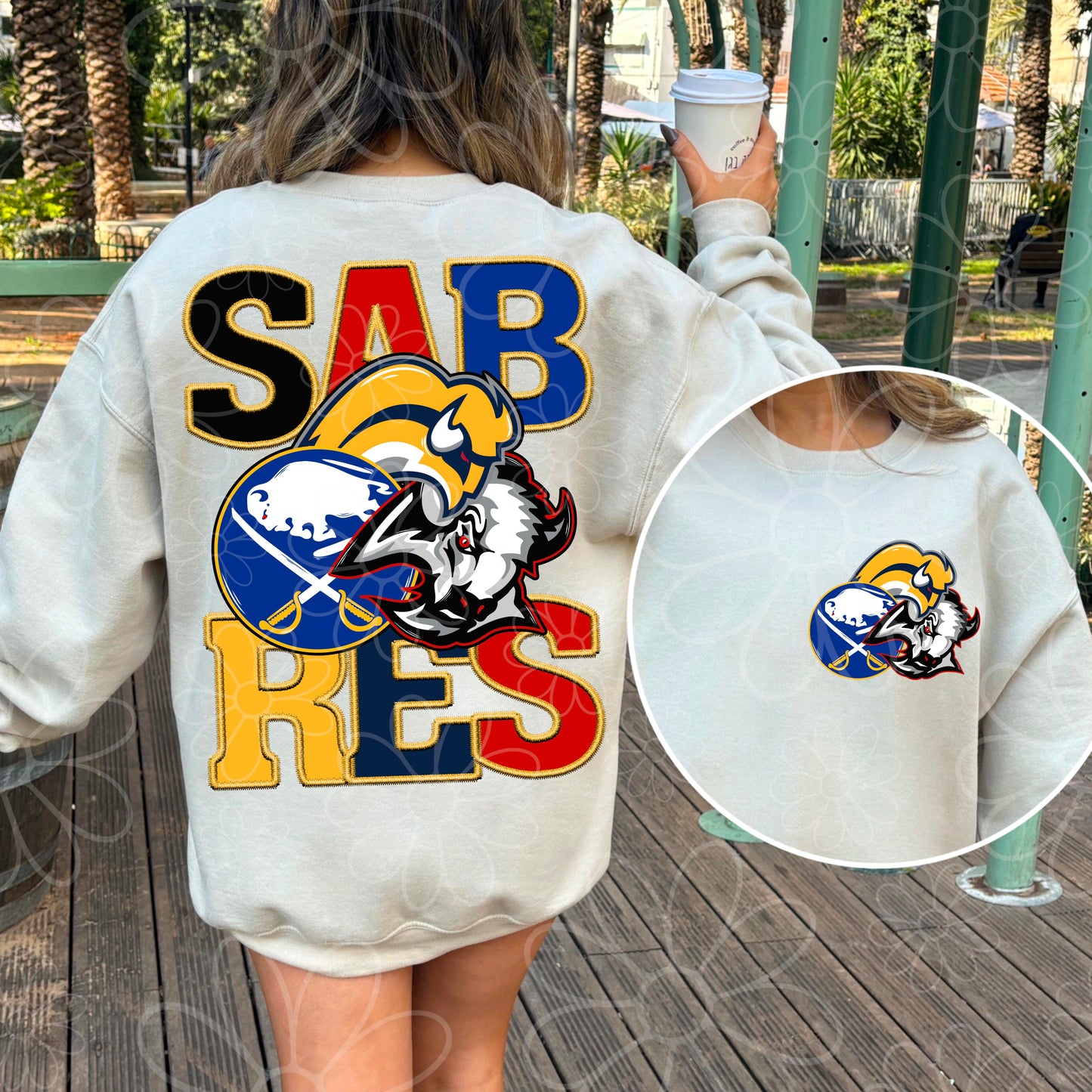 Triple Buffalo Hockey | PNG | Faux Embroidery & Pocket Print