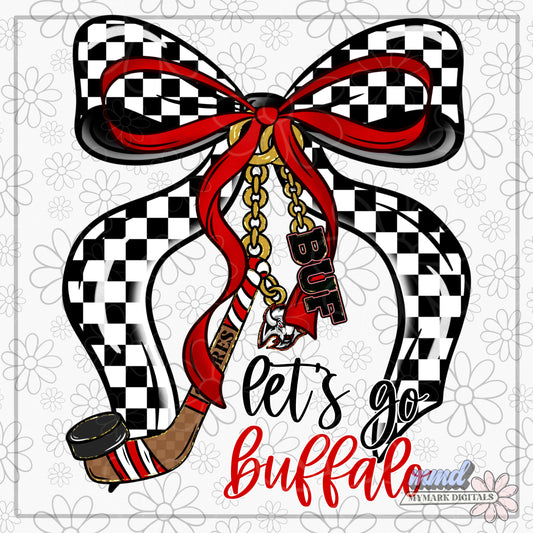 Bow Keychain Charm Buffalo Hockey | PNG | Retro