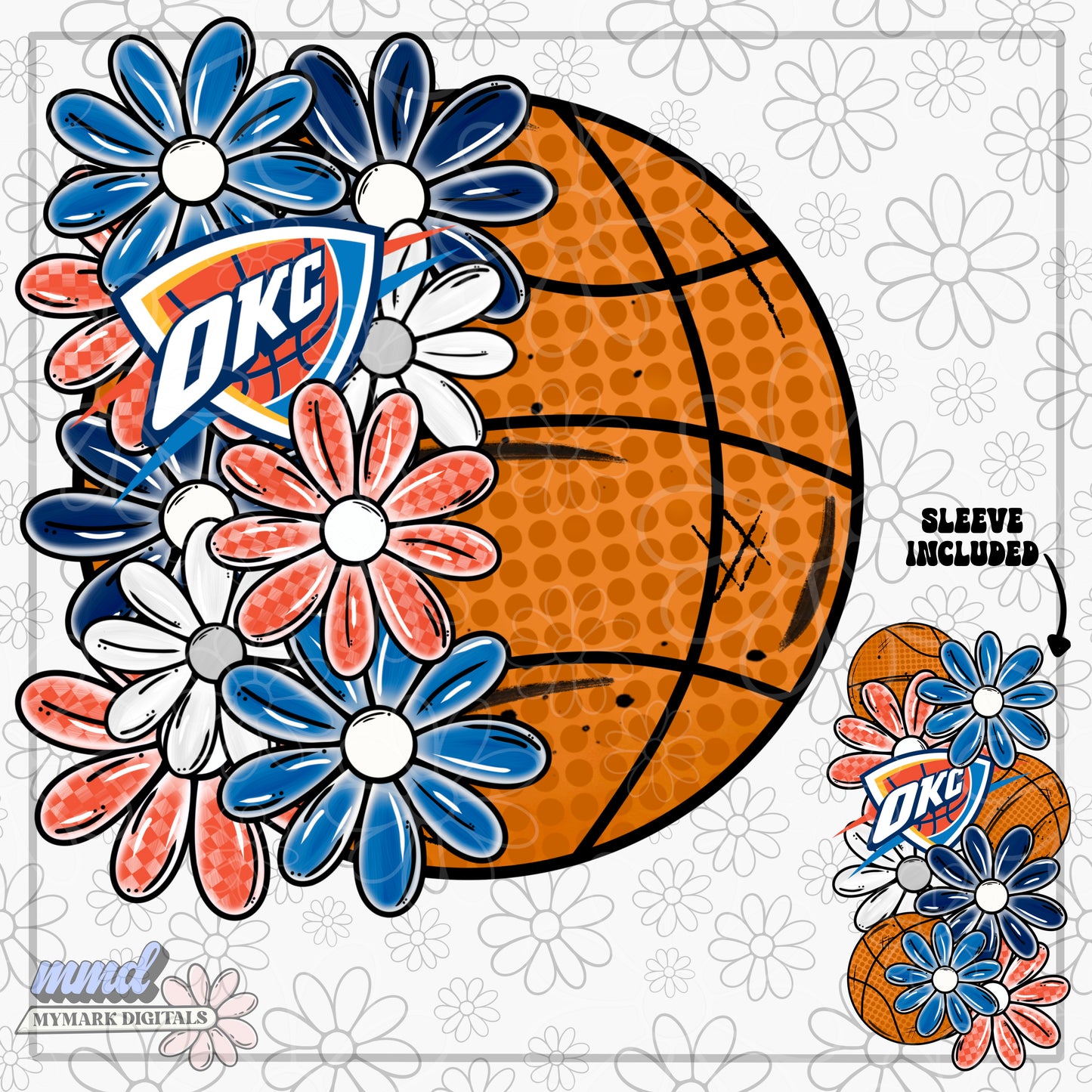Thunder Basketball  -  Half Floral