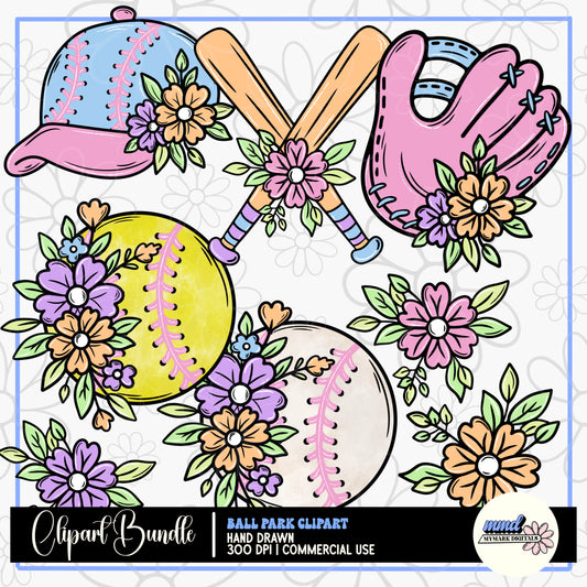 Ball Park Floral Clipart