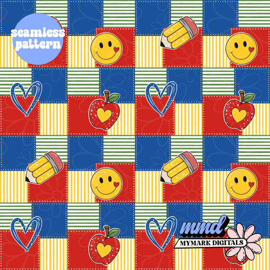 Patchwork Primary School Seamless | Repeating Pattern  | July 2026
