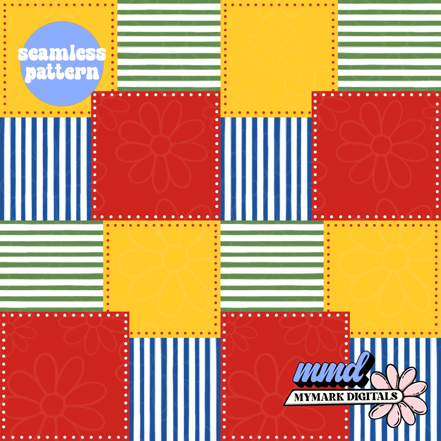 Patchwork Primary Seamless | Repeating Pattern  | July 2026