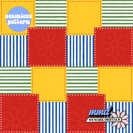 Patchwork Primary Seamless | Repeating Pattern  | July 2026
