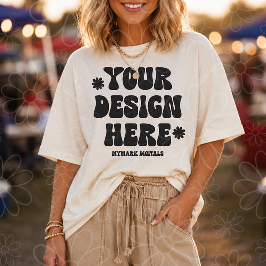 Comfort Colors CC1717 Ivory Shirt Mockup | Oversized Trendy Mockup | Football Tailgate Mockup