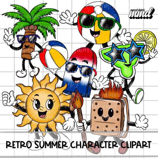RETRO SUMMER CHARACTER CLIPART - May 25’