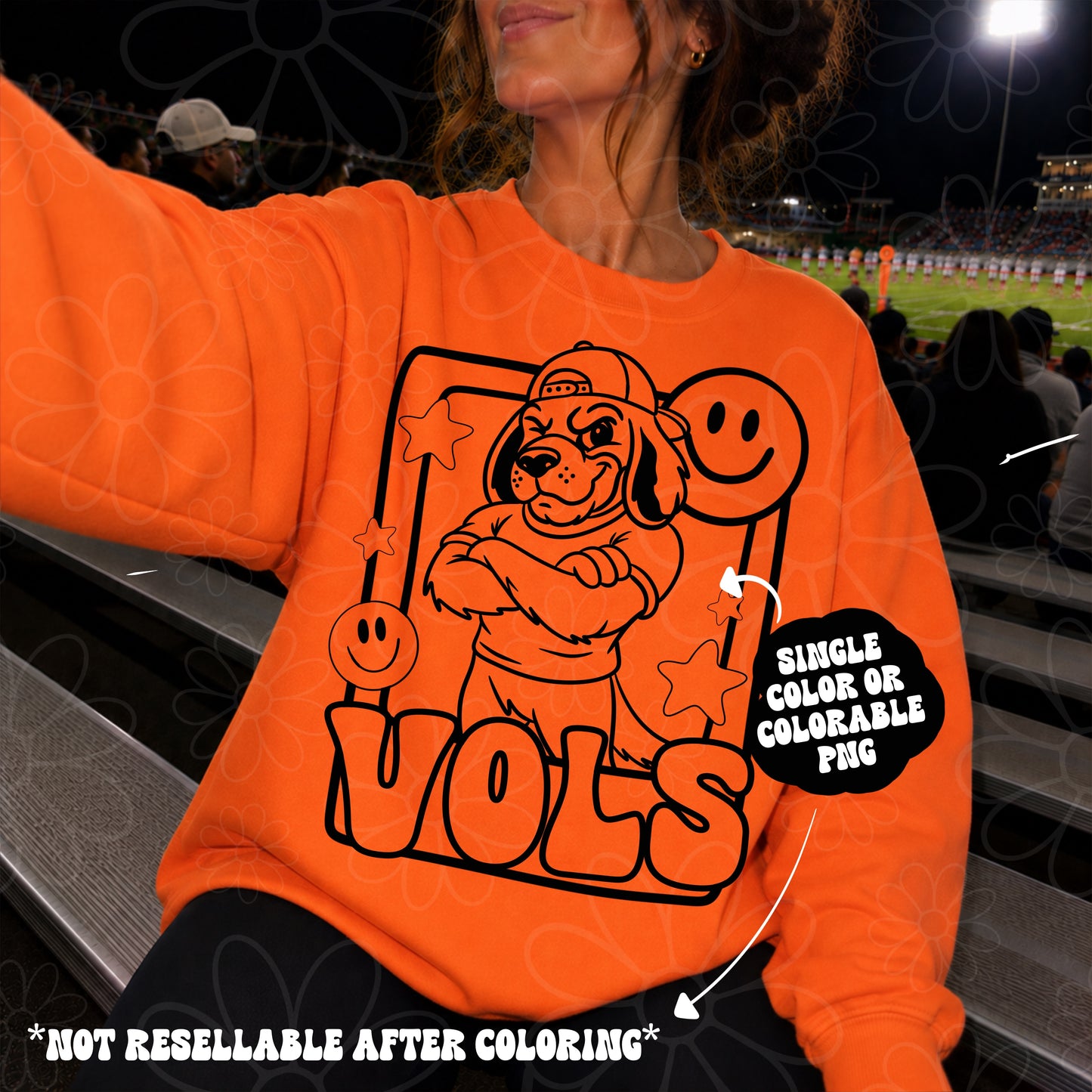 Tennessee Mascot Frame | Single Color | Colorable - NOT for RESALE as DIGITAL | PNG