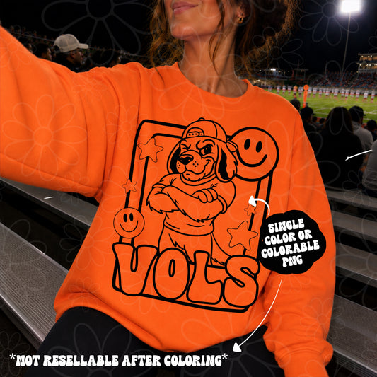 Tennessee Mascot Frame | Single Color | Colorable - NOT for RESALE as DIGITAL | PNG