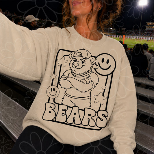 Bears Mascot Frame | Single Color | Colorable - NOT for RESALE as DIGITAL | PNG
