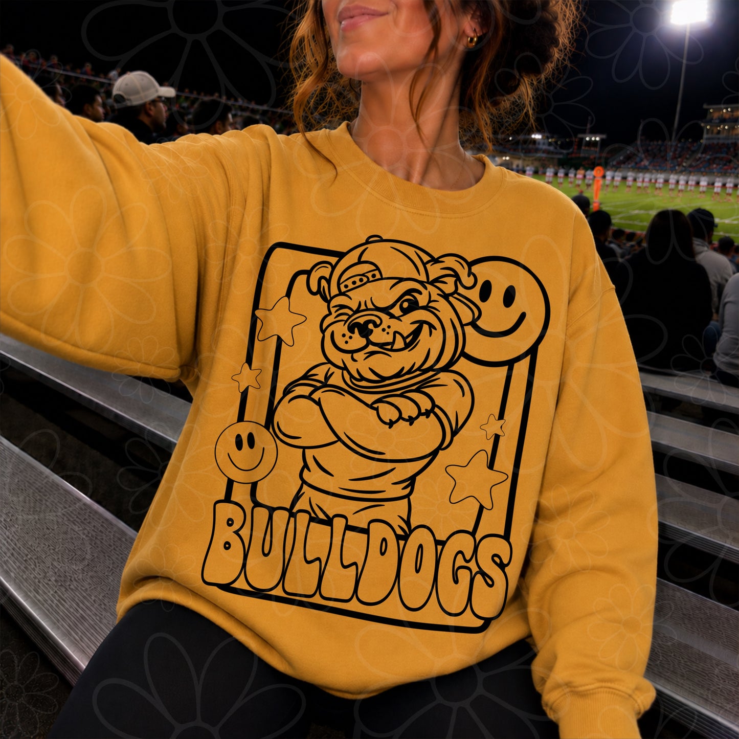Bulldogs Mascot Frame | Single Color | Colorable - NOT for RESALE as DIGITAL | PNG