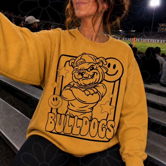 Bulldogs Mascot Frame | Single Color | Colorable - NOT for RESALE as DIGITAL | PNG