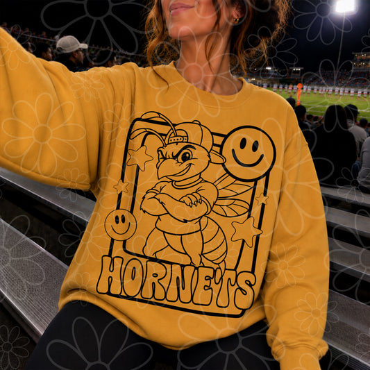 Hornets Mascot Frame | Single Color | Colorable - NOT for RESALE as DIGITAL | PNG