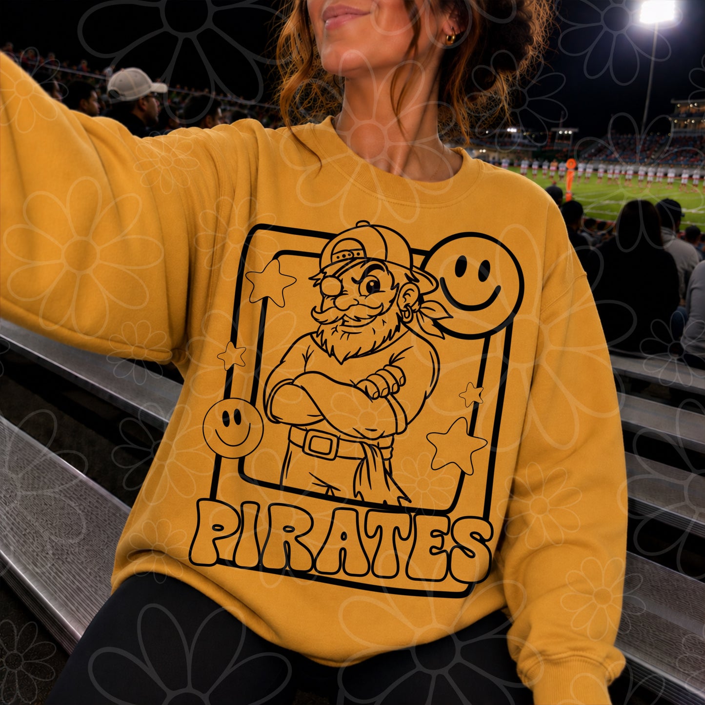 Pirates Mascot Frame | Single Color | Colorable - NOT for RESALE as DIGITAL | PNG