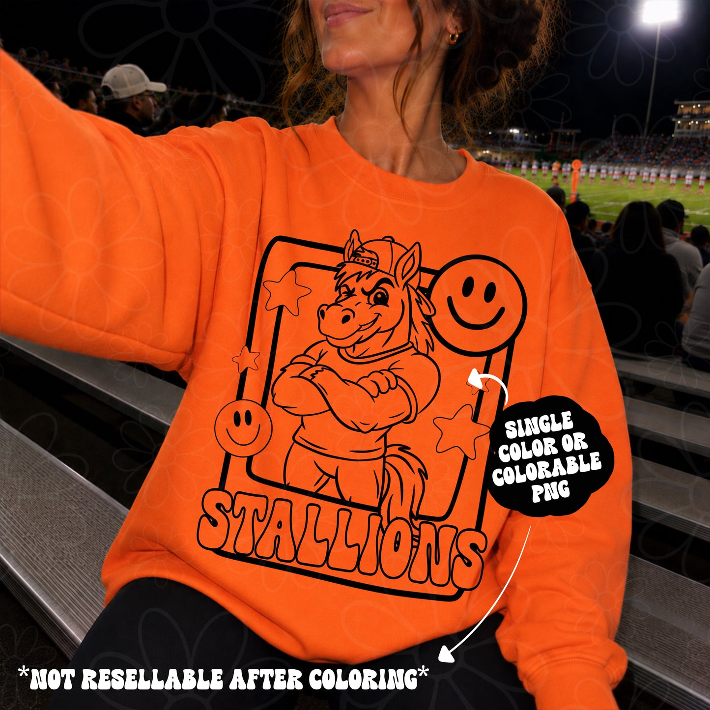 Stallions Mascot Frame | Single Color | Colorable - NOT for RESALE as DIGITAL | PNG