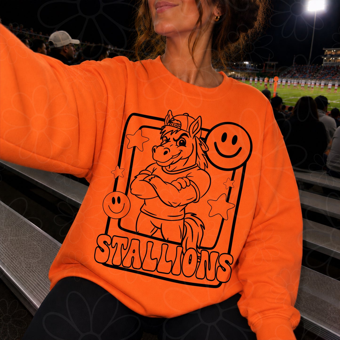 Stallions Mascot Frame | Single Color | Colorable - NOT for RESALE as DIGITAL | PNG