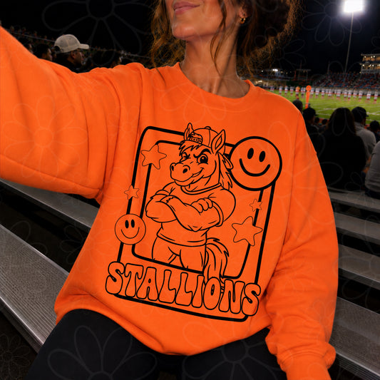 Stallions Mascot Frame | Single Color | Colorable - NOT for RESALE as DIGITAL | PNG