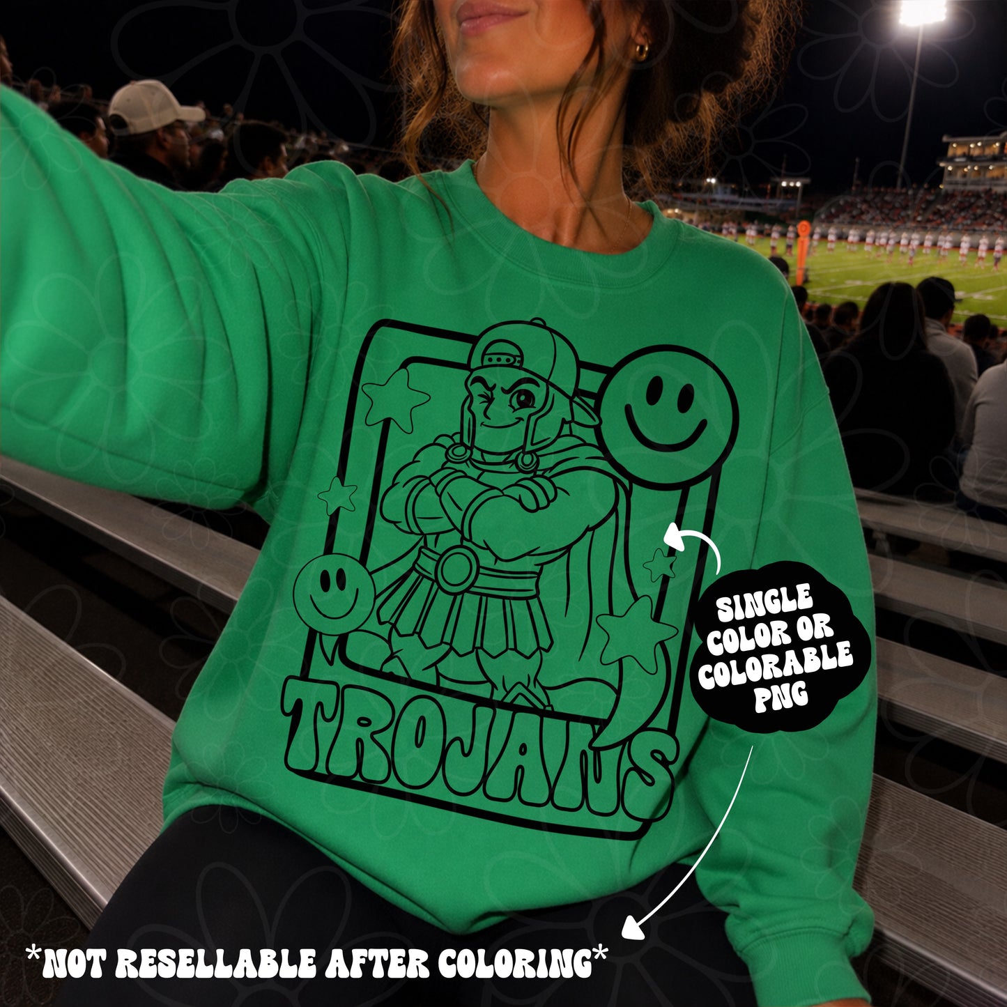 Trojans Mascot Frame | Single Color | Colorable - NOT for RESALE as DIGITAL | PNG