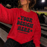 Gildan 18000 Red Crewneck Sweatshirt Mockup | Football Stands Mock | Friday Night Lights Shirt Mock Up (Copy) (Copy)