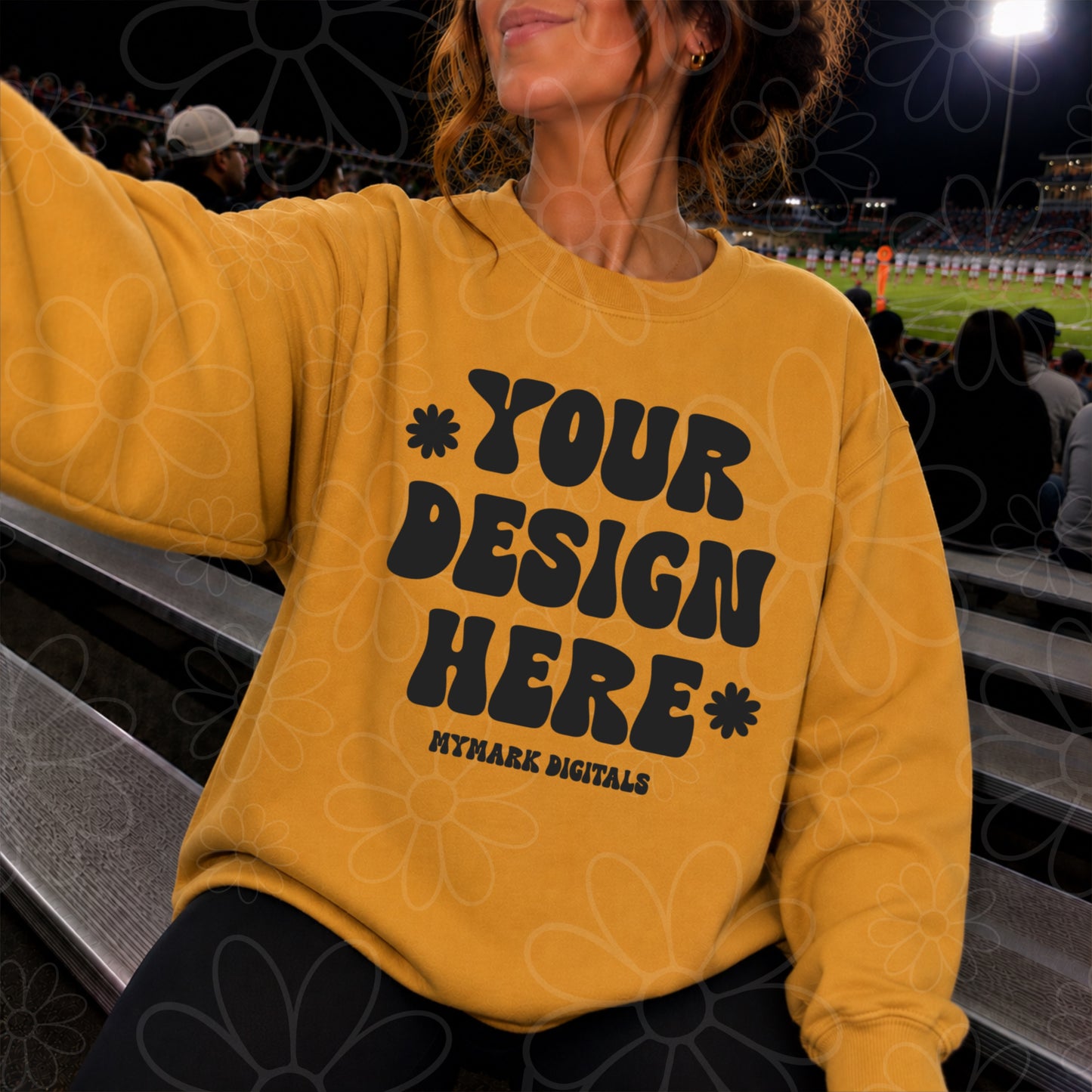 Gildan 18000 Golden Crewneck Sweatshirt Mockup | Football Stands Mock | Friday Night Lights Shirt Mock Up (Copy)