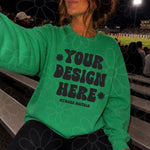 Gildan 18000 Irish Green Crewneck Sweatshirt Mockup | Football Stands Mock | Friday Night Lights Shirt Mock Up