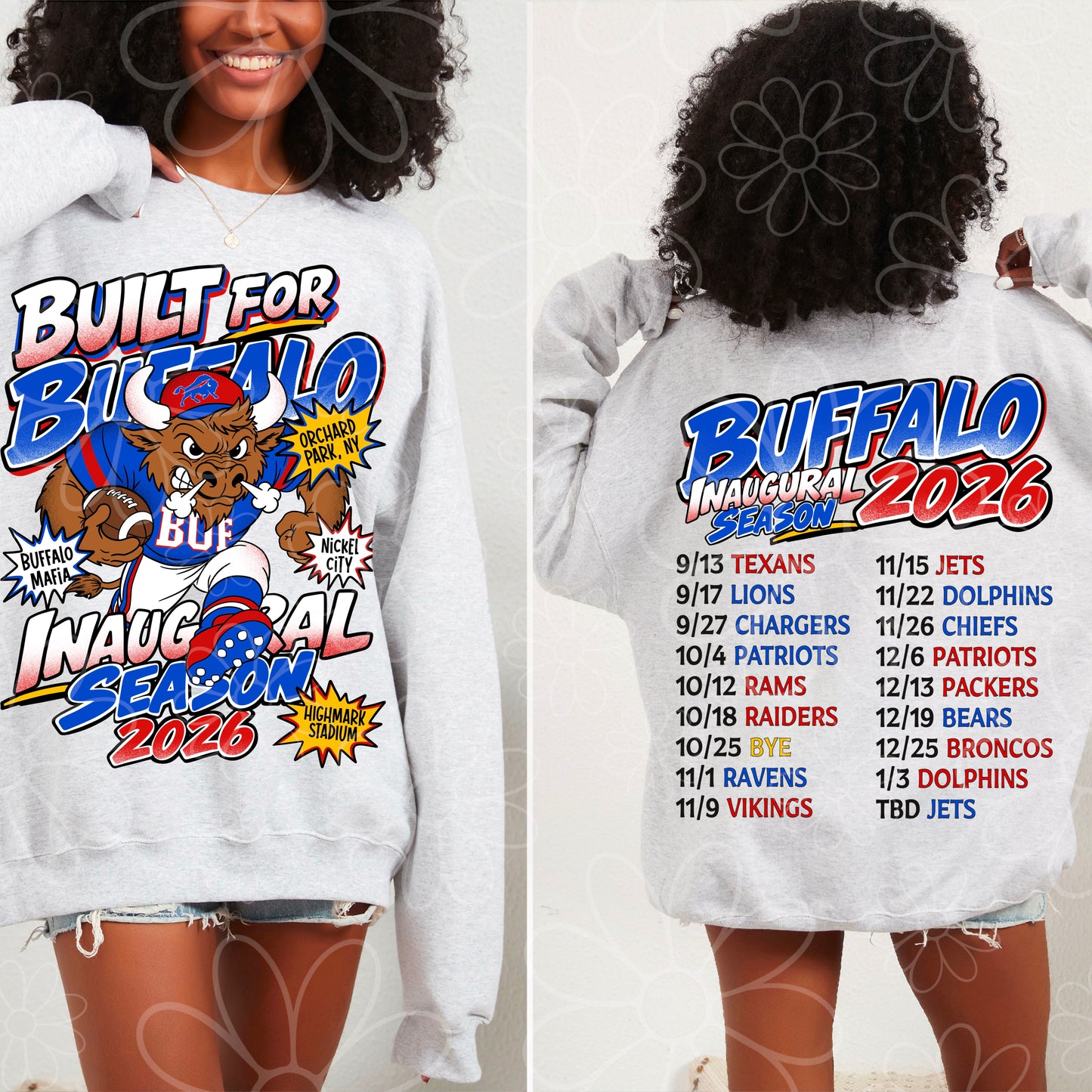 SEMI EXCLUSIVE - NO PRINTERS -| Built For Buffalo Inaugural Schedule | FRONT & BACK | 4 PNGs