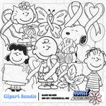 Peanut Cartoon Pinktober Clipart | LIMITED EXCLUSIVE SET | INCLUDES Outlines