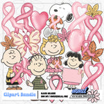 Peanut Cartoon Pinktober Clipart | LIMITED EXCLUSIVE SET | INCLUDES Outlines
