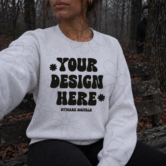 Gildan 18000 White Crewneck Sweatshirt Mock Up |  Halloween Mockup | Spooky Mock