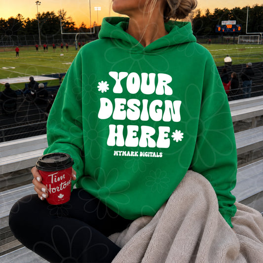 Football Green Hoodie Sweatshirt Mock Up