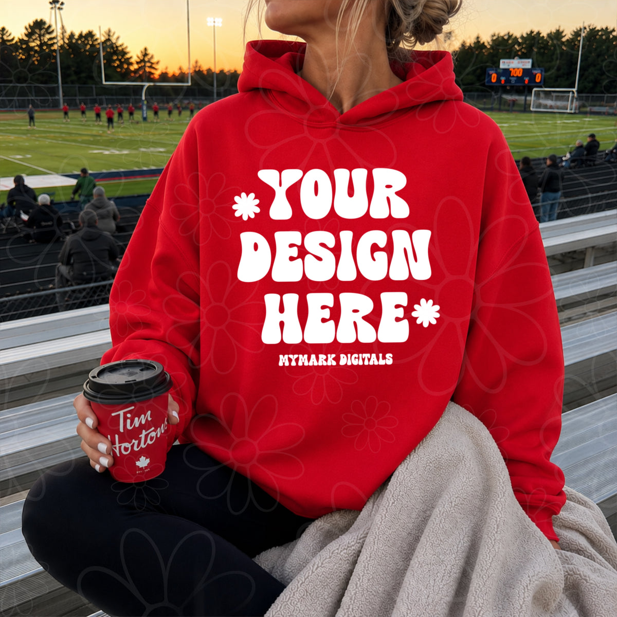 Football Red Hoodie Sweatshirt Mock Up