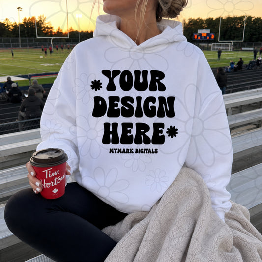 Football White Hoodie Sweatshirt Mock Up