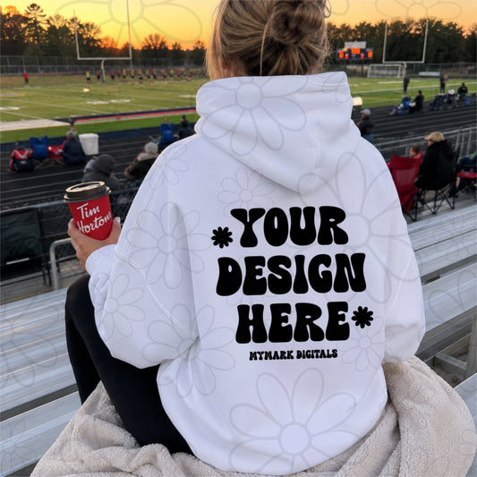 Football White Hoodie Sweatshirt Back View Mock Up