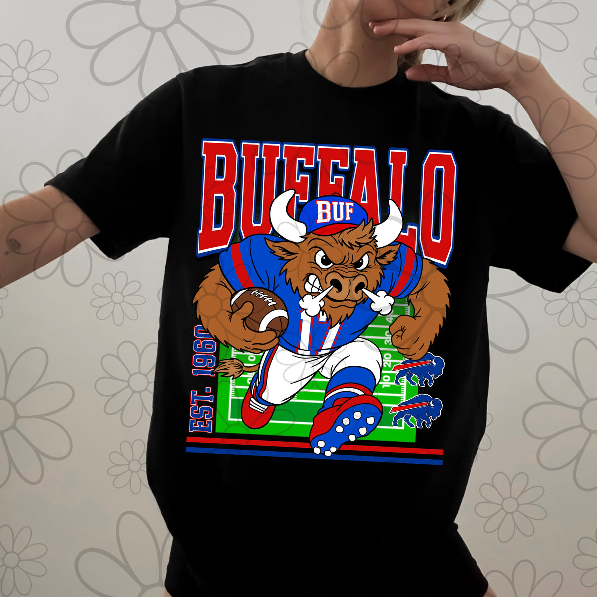 PRINTERS ONLY - Charging Buffalo Football PNG - SINGLE PRINTER EXCLUSIVE