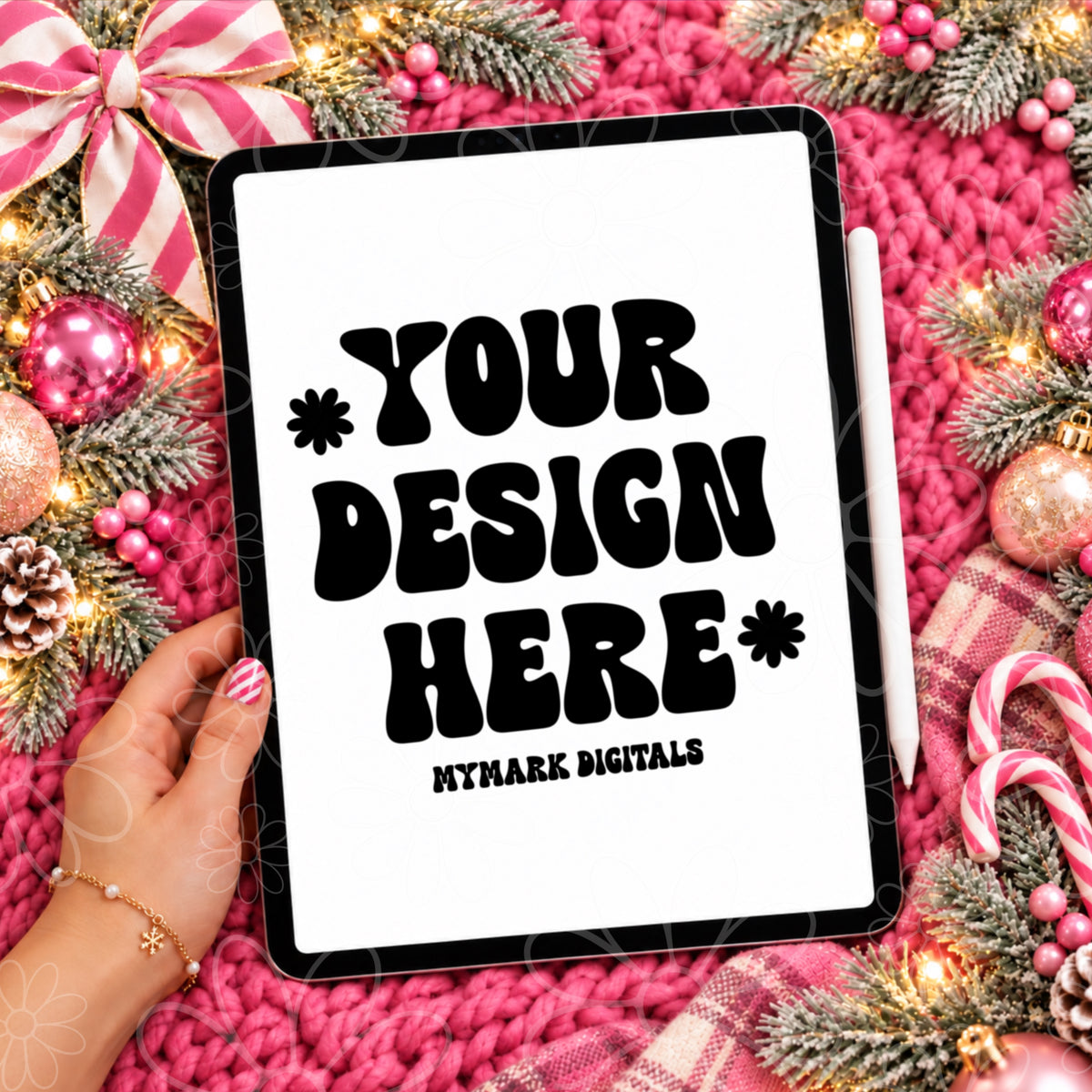 Pink Christmas iPad Mock Up