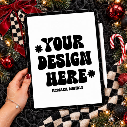 Christmas Checker Print iPad Mock Up
