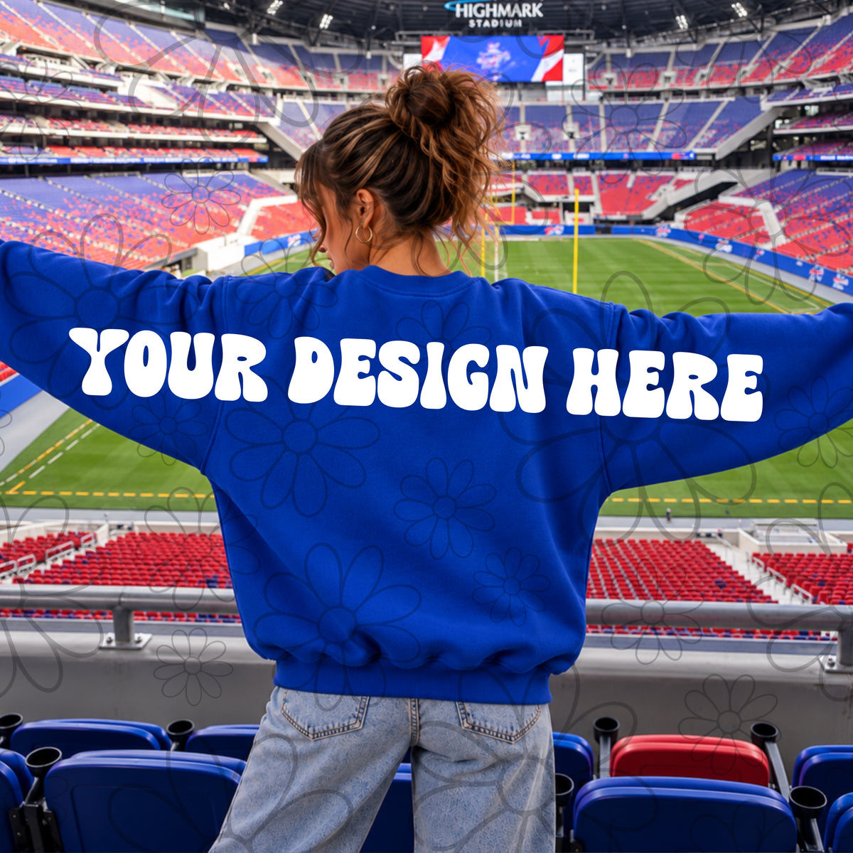 Buffalo Football Big Back Wingspan Crewneck Sweatshirt Mock Up