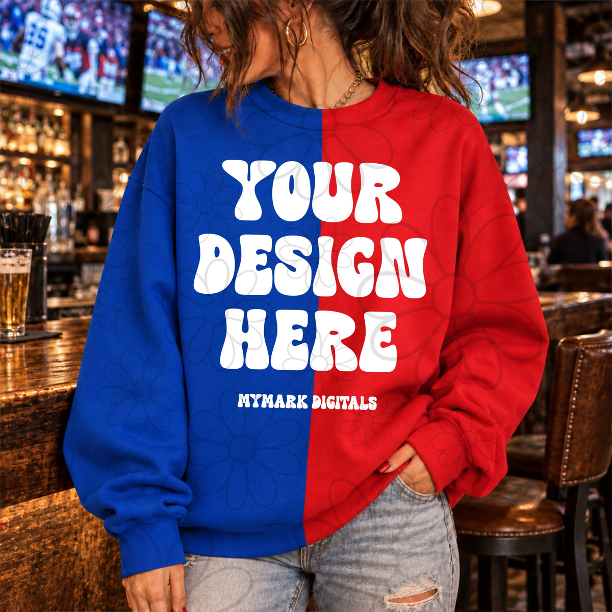 Buffalo Football Split Crewneck Sweatshirt Mock Up