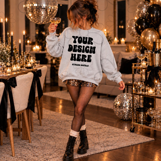 NYE Ash Champagne Crewneck Sweatshirt Mock Up