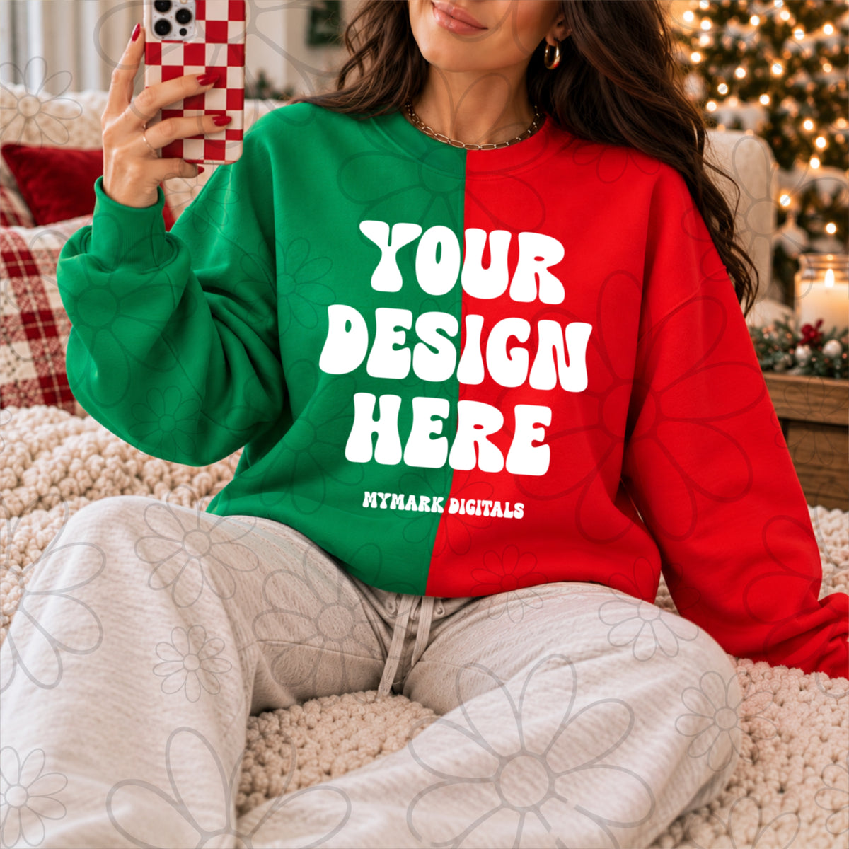 Christmas Split Crewneck Sweatshirt Mock Up