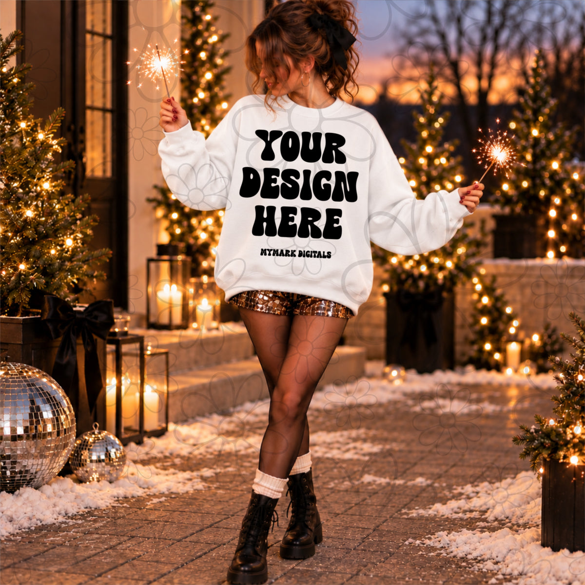 NYE Sand Sparklers Crewneck Sweatshirt Mock Up