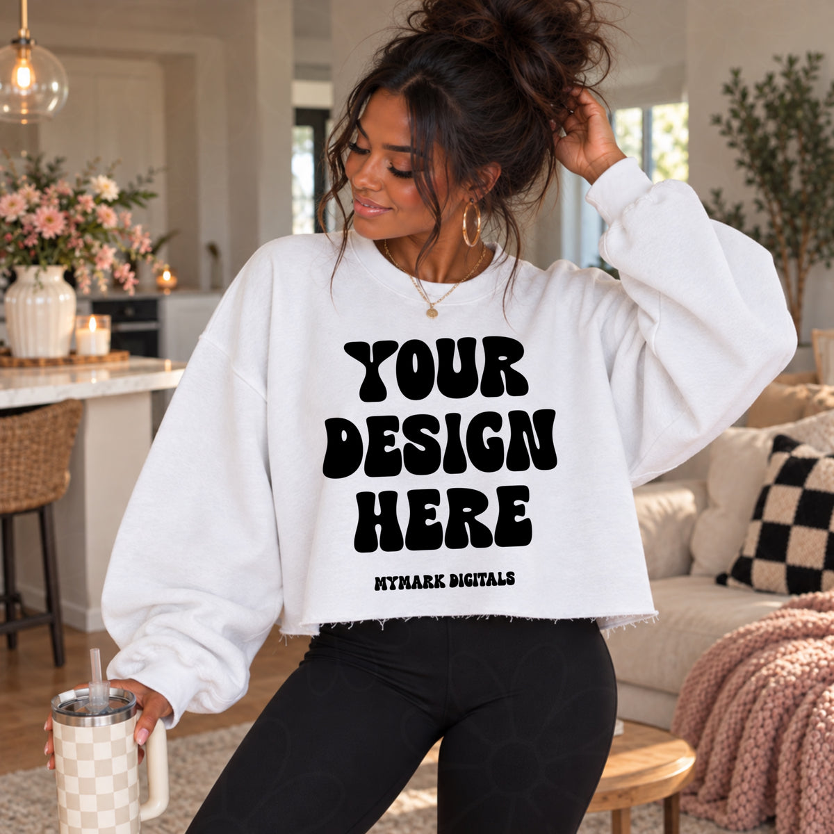Cozy White Cut Raw Hem Crewneck Sweatshirt Mock