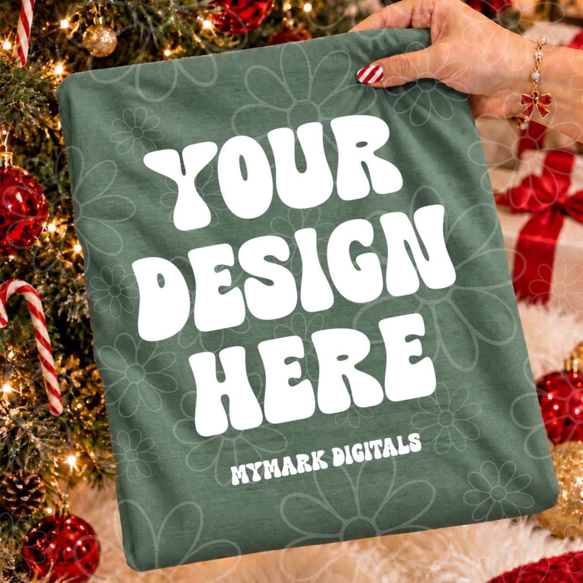 Christmas Light Green Crewneck CC1717 TShirt Mock Up Flat Lay