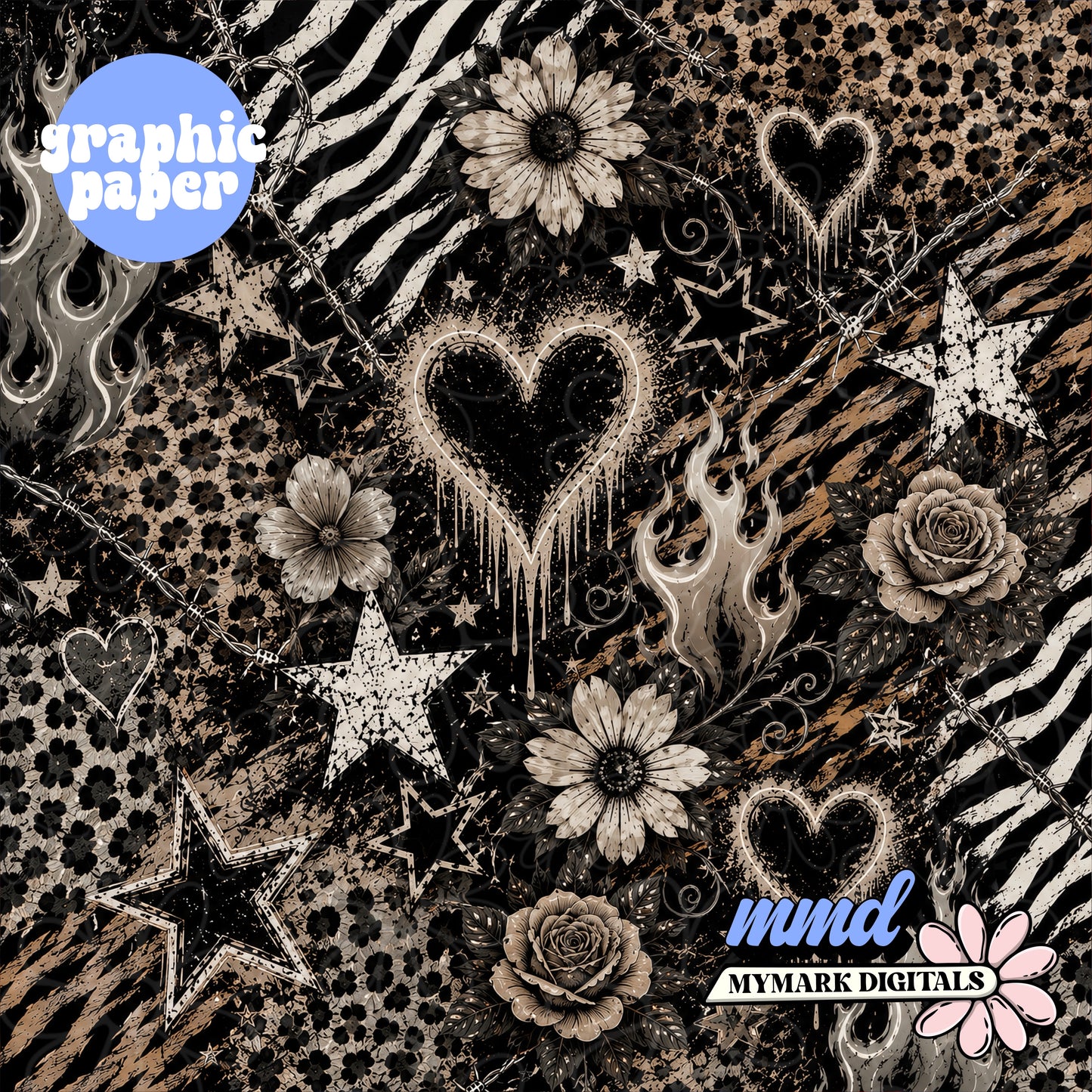 Grunge Patchwork Graphic Paper | NOT SEAMLESS