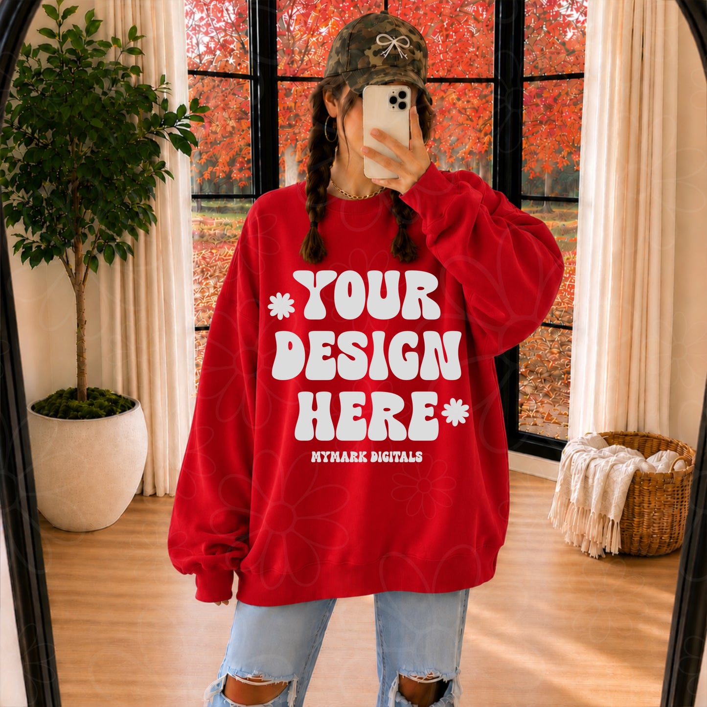 Bundle | Gildan 18000 Crewneck Sweatshirt Mockups | Ball Cap and Mirror Selfie Mock Ups | Fall Mockups | 16 Mocks