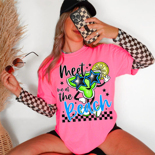 Meet Me At The Beach | Retro Sun Martini PNG | Instant Download | Sublimation | DTF