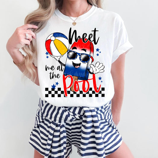 Meet Me At The Pool | Retro Popsicle USA PNG | Instant Download | Sublimation | DTF