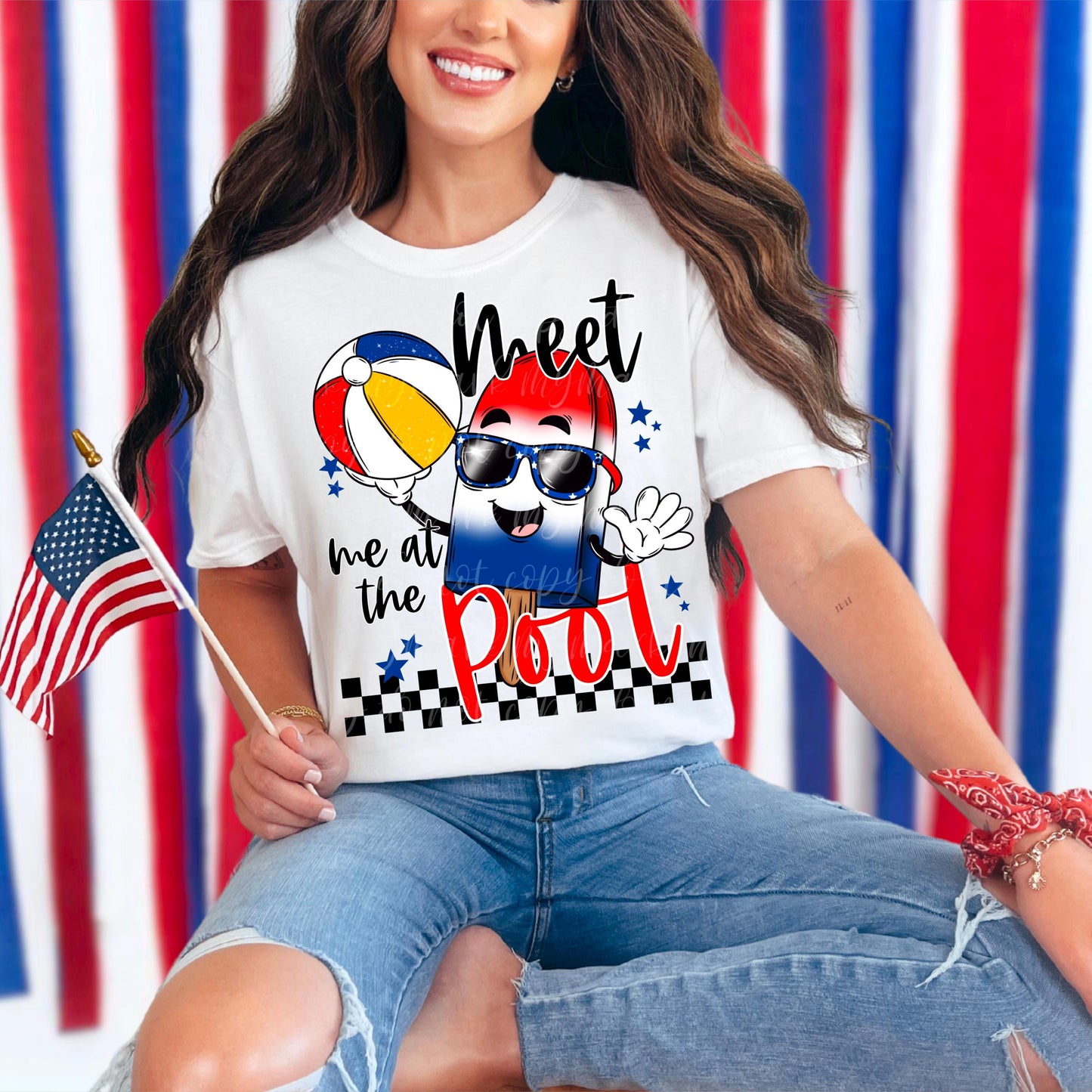Meet Me At The Pool | Retro Popsicle USA PNG | Instant Download | Sublimation | DTF