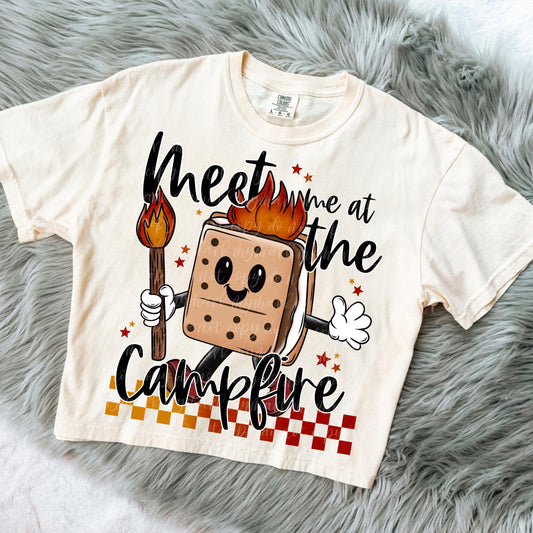 Meet Me At The campfire | Retro s’mores character PNG | Instant Download | Sublimation | DTF