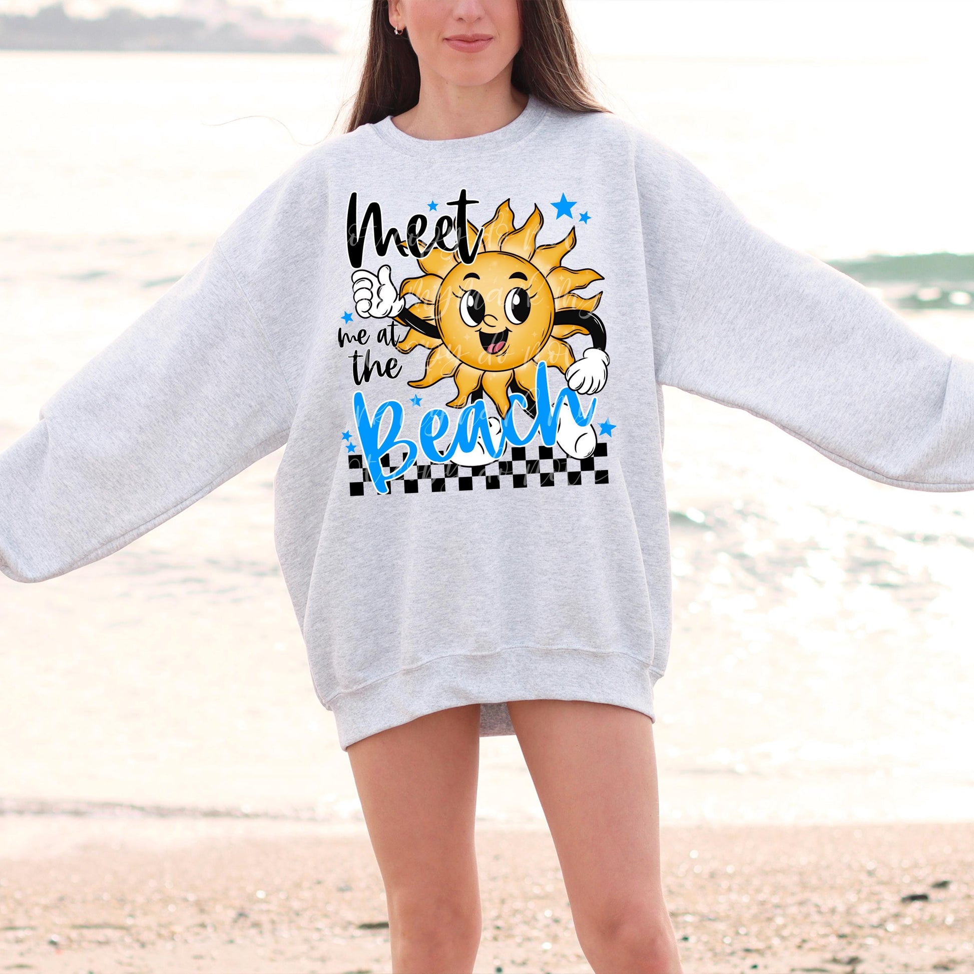 Meet Me At The Beach | Retro Sun Character PNG | Instant Download | Sublimation | DTF