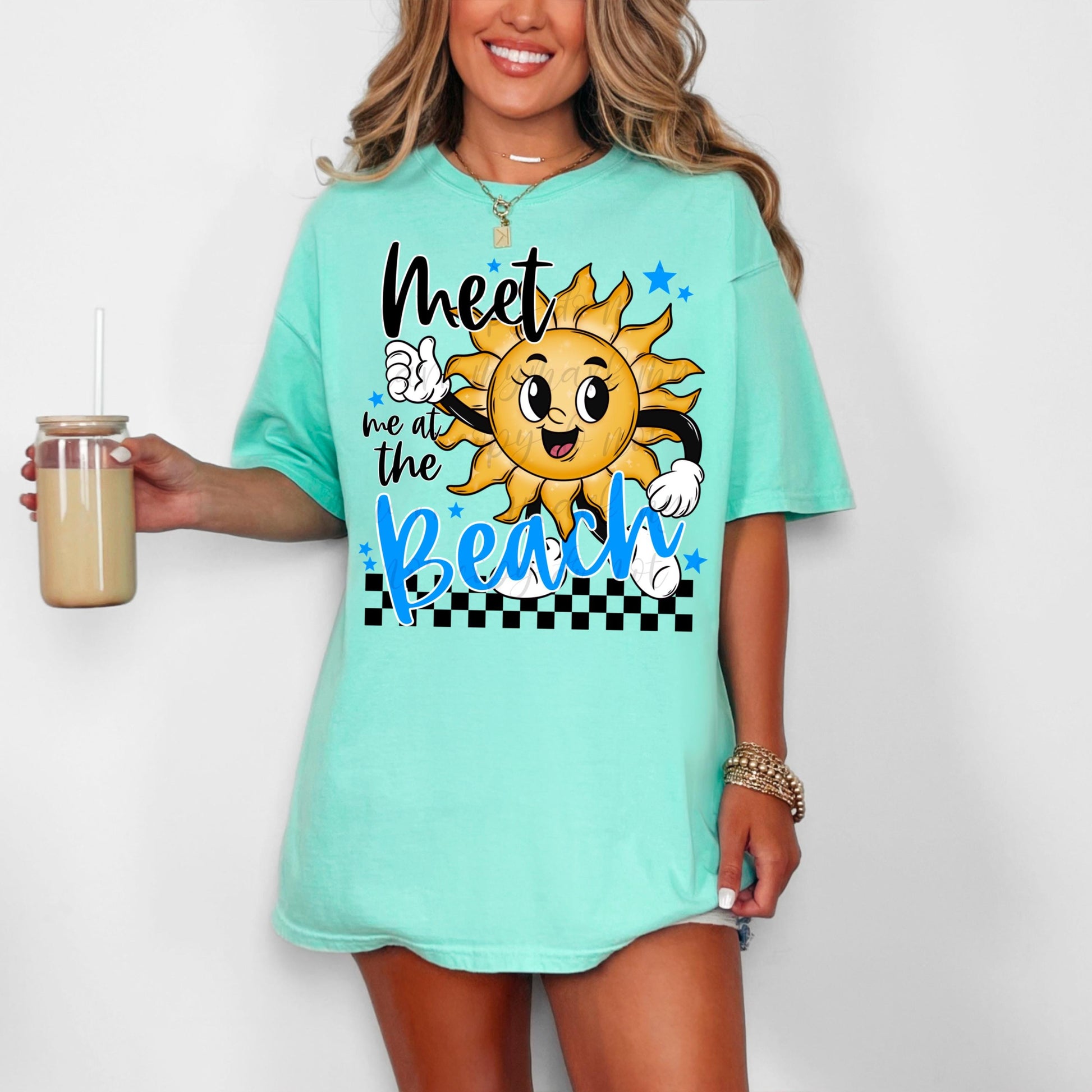Meet Me At The Beach | Retro Sun Character PNG | Instant Download | Sublimation | DTF